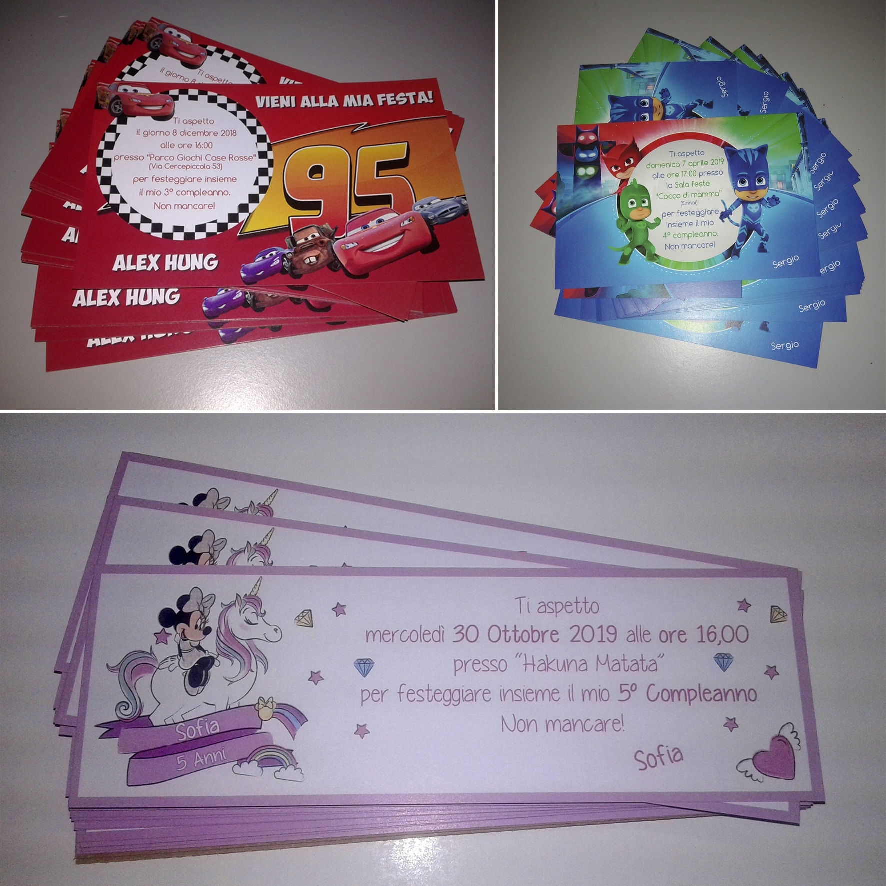 Inviti compleanno baby (carta gr. 120) – cartoni Disney – Madoniegadget