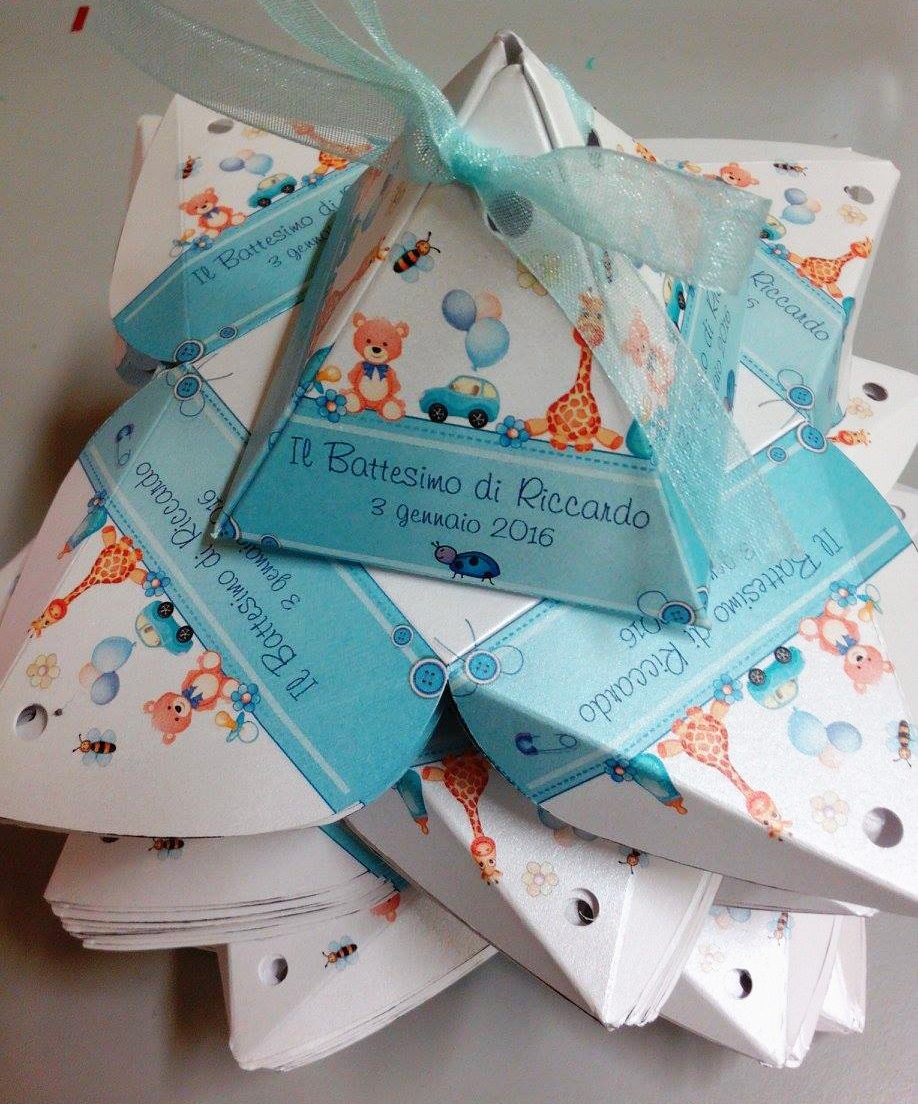 Set da 10 scatoline portaconfetti per Nascita Battesimo Compleanno  personalizzabili in cartoncino con stampa Bomboniere Segnaposto