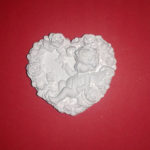 Gessetto "Angioletto su cuore di rose" per Nascita, Battesimo...