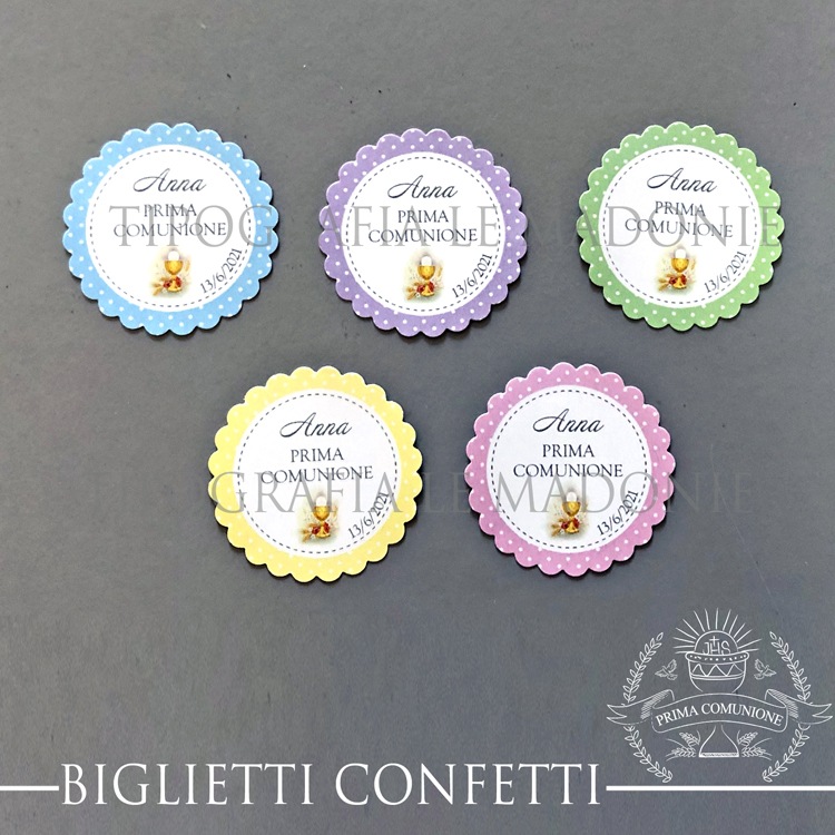 Bigliettini confetti Prima Comunione a forma di fiore con Ostensorio –  Madoniegadget