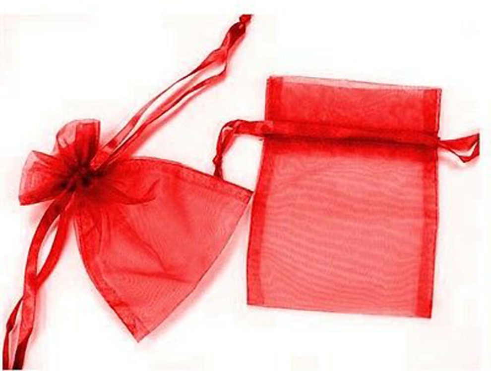 N. 10 sacchettini in organza trasparente rossi cm 7×9 – Madoniegadget