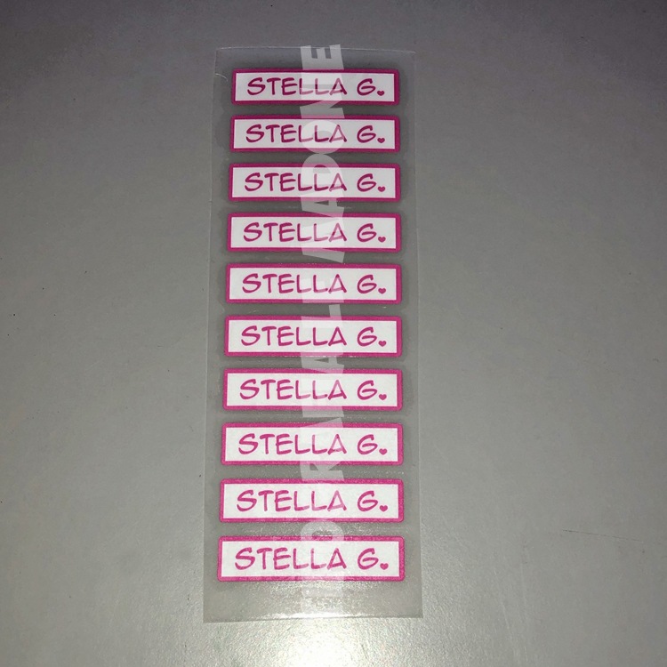 Etichette termoadesive personalizzate per grembiuli, tovagliette,  abbigliamento… cm. 5×1 e cm 5×1,5 – Madoniegadget