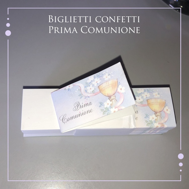 Bigliettini bomboniere Prima Comunione – Mod. 2 – Conf. da n. 100 –  Madoniegadget