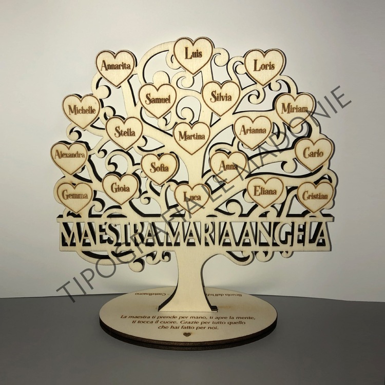 Tovaglietta personalizzata per la maestra il maestro con disegno di albero  con i nomi dei bambini