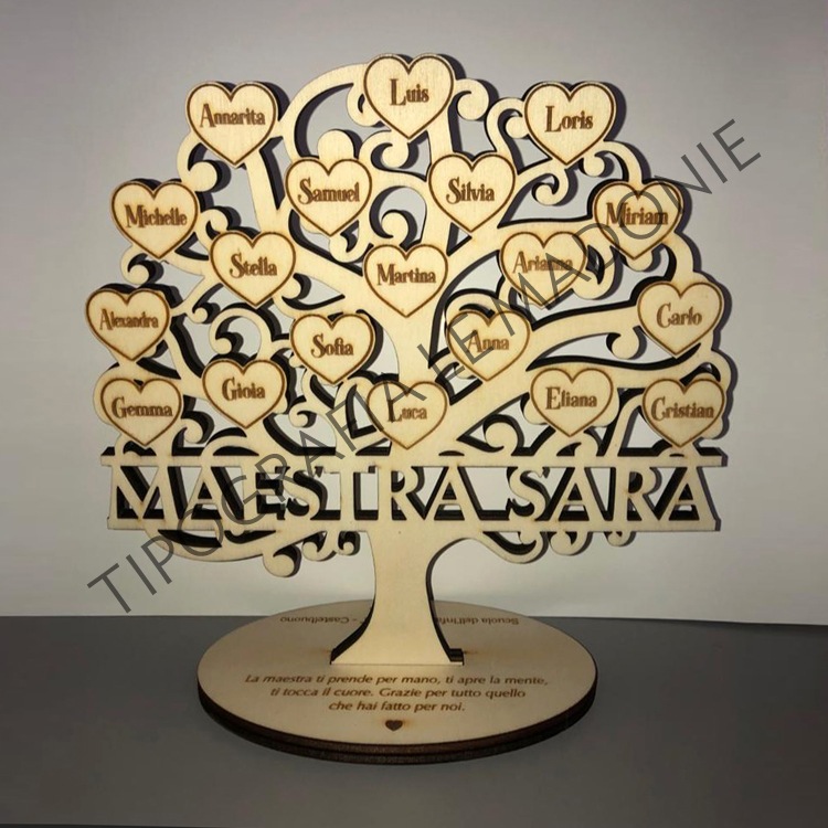 Albero della vita “MAESTRA” in legno personalizzato – mod. 1 – Madoniegadget
