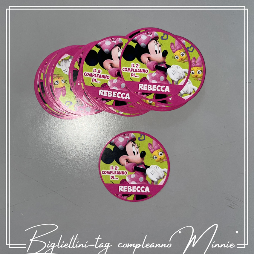 Biglietti/tag o adesivi per compleanno di Minnie – mod. 1