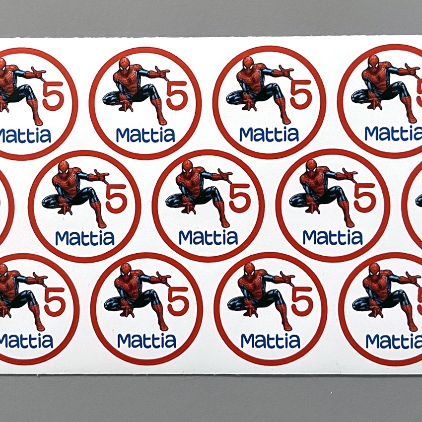 Adesivi per compleanno personalizzati tema Spiderman – Madoniegadget