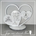 Targa "cuori intrecciati "50/60/70/80/90/100... ANNI NONNO" - legno bianco