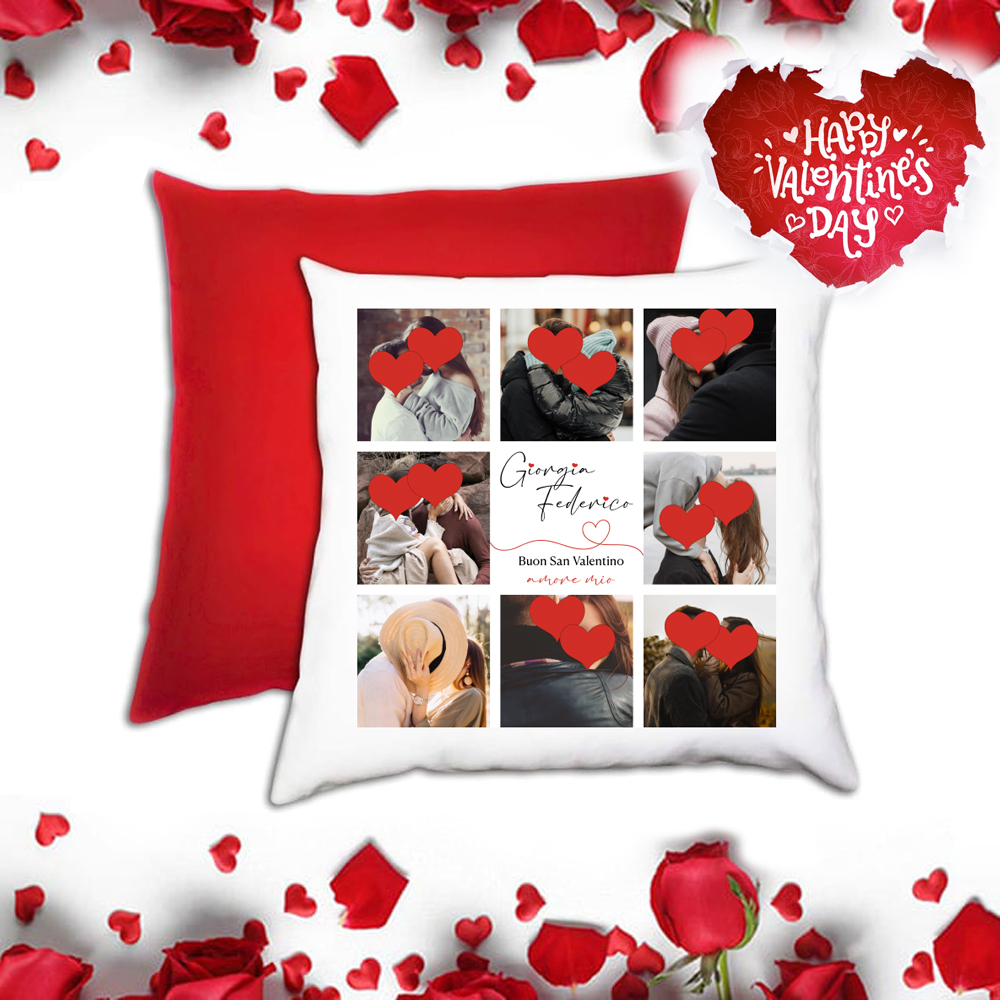 Cuscino “photolove – Buon San Valentino” personalizzabile – Madoniegadget